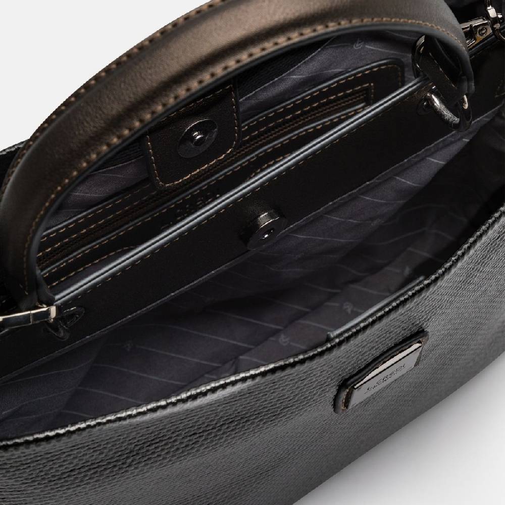 L. Credi Nadine Henkeltasche schwarz Top Angebot