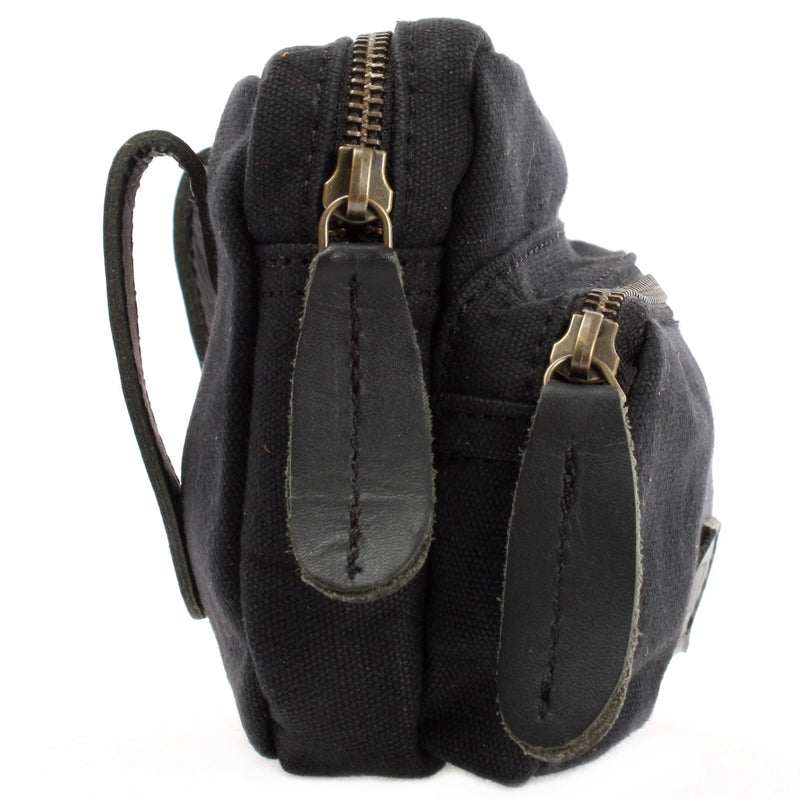 Leconi Gürteltasche Bauchtasche Hüfttasche Leder Canvas schwarz LE3037 Outlet