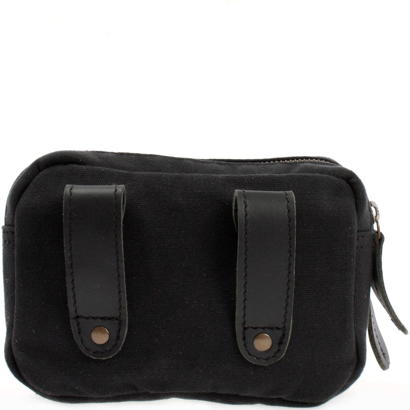 Leconi Gürteltasche Bauchtasche Hüfttasche Leder Canvas schwarz LE3037 Outlet
