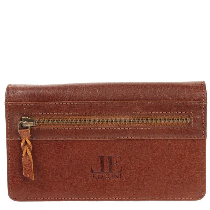 Leconi Geldbörse Damen Clutch Portemonnaie Leder braun LE9016 Verkauf