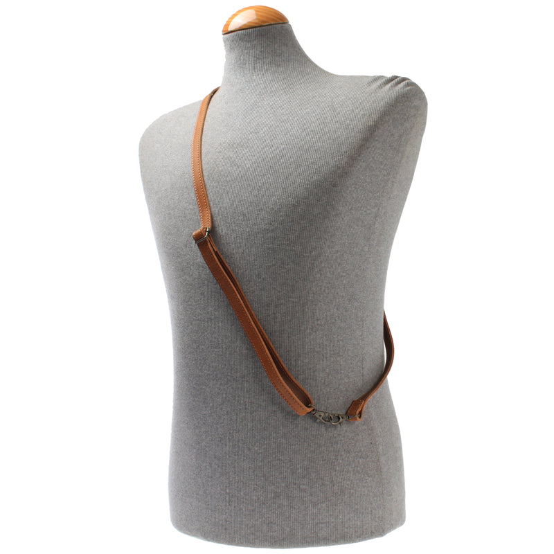 Leconi schmaler Trageriemen Schultergurt Leder 1,6cm x 150cm cognac LEC-R8 Fabrikverkauf
