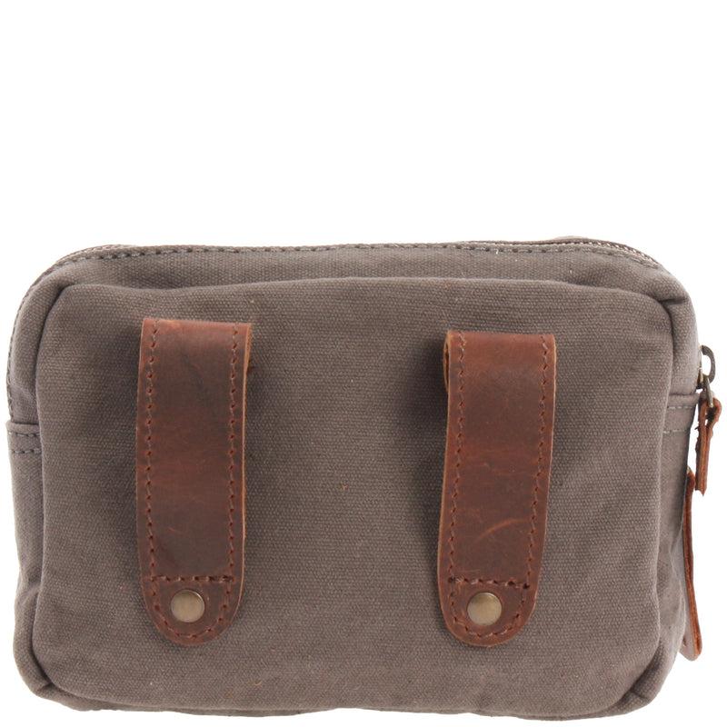 Leconi Gürteltasche Bauchtasche Canvas Rindsleder grau LE3037 Blitzverkäufe