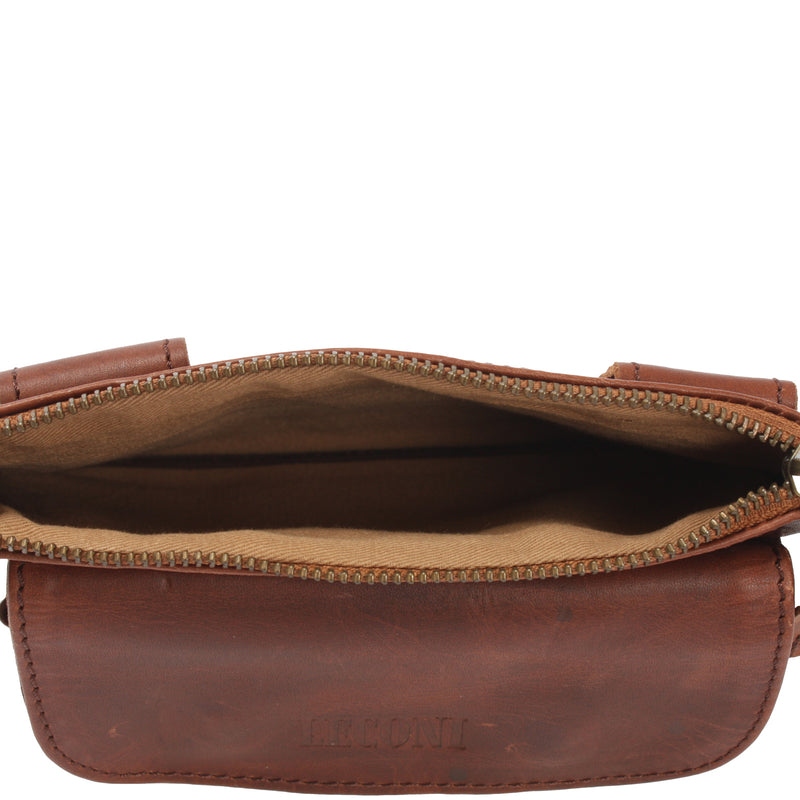 Leconi Gürteltasche Bauchtasche Hüfttasche Damen Herren Rindsleder braun LE9019 Fabrik Onlineshop