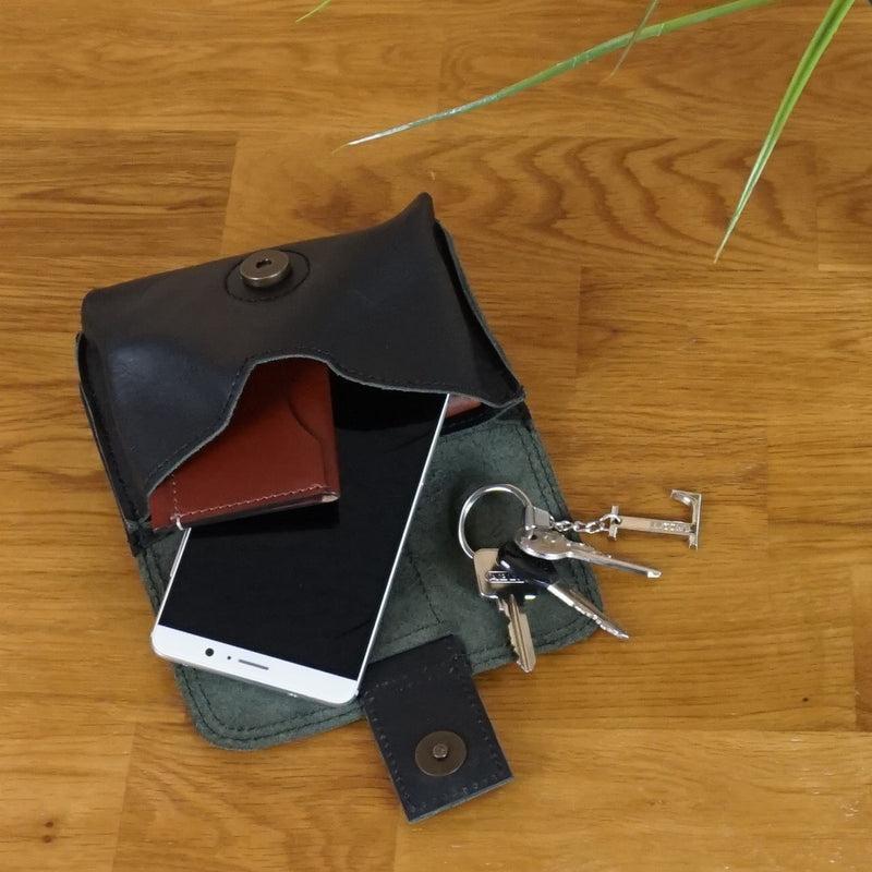 Leconi Gürteltasche Bauchtasche Hüfttasche Damen Herren Leder schwarz LE9005 Sonderangebot