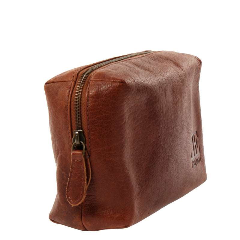 Leconi Utensilientasche Kosmetiktasche Schminktasche Stiftemappe Damen Herren Leder braun LE9018 Günstig kaufen