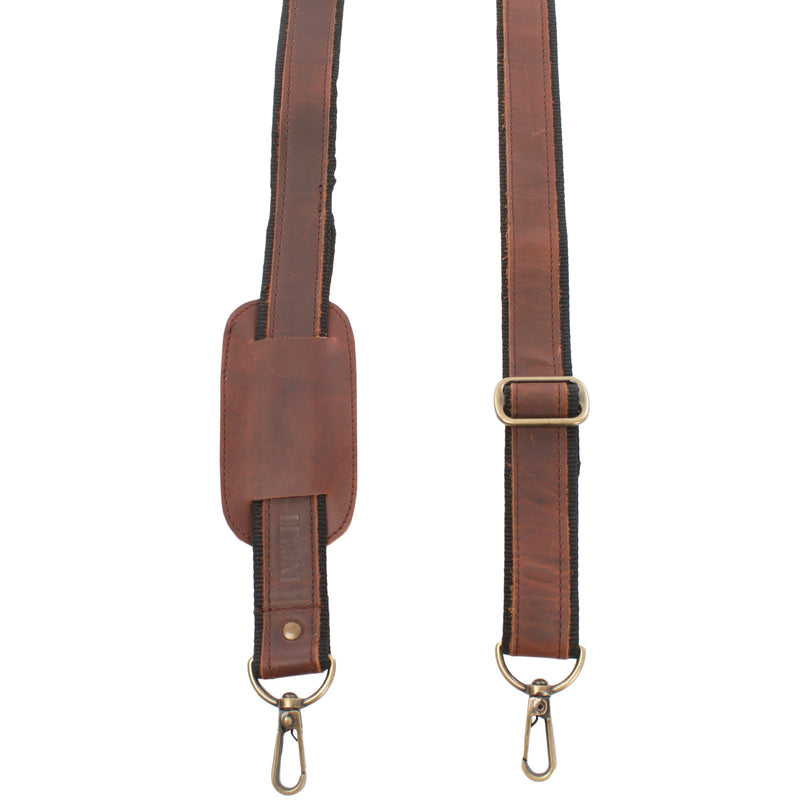 Leconi Trageriemen Leder braun - schwarz 150cm LEC-R2 Preisnachlass