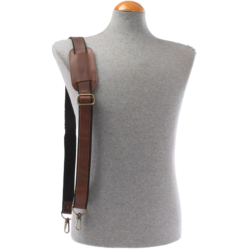 Leconi Trageriemen Leder braun - schwarz 150cm LEC-R2 Preisnachlass
