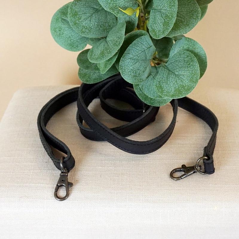 Leconi schmaler Trageriemen Schultergurt Leder 1,6cm x 150cm schwarz LEC-R8 Saisonschlussverkauf