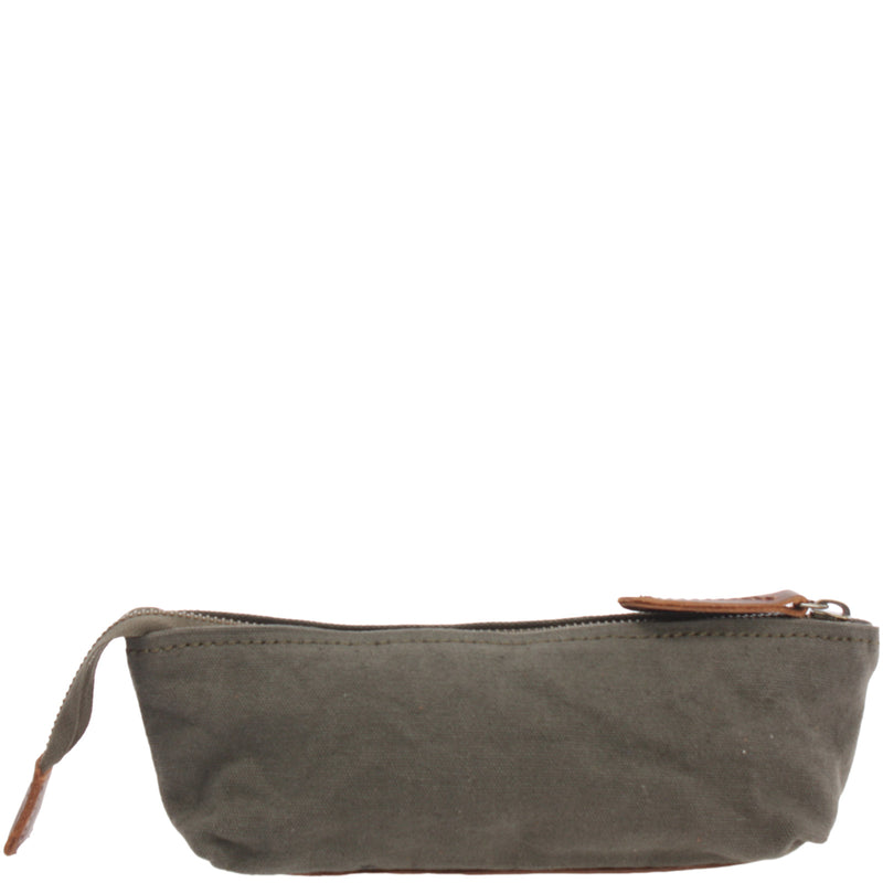 Leconi Stiftemappe Federtasche Stifteetui Federmappe Damen Herren Canvas Leder grün LE9026 Black Friday