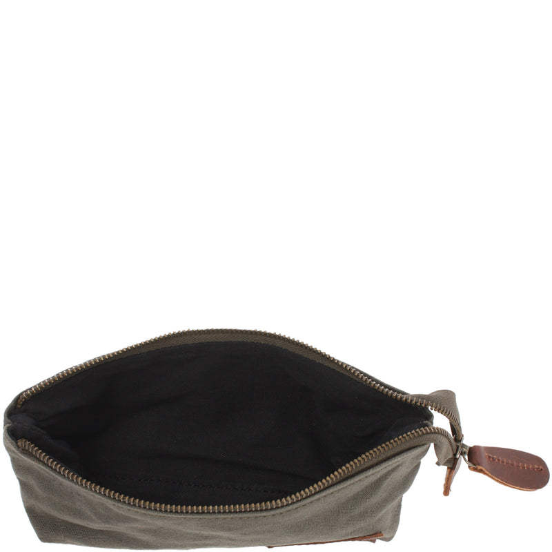 Leconi Stiftemappe Federtasche Stifteetui Federmappe Damen Herren Canvas Leder grün LE9026 Black Friday