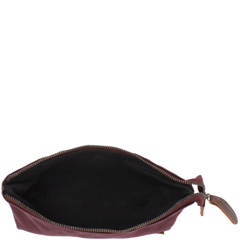 Leconi Stiftemappe Federtasche Stifteetui Federmappe Damen Herren Canvas Leder bordeaux LE9026 Cyber Monday