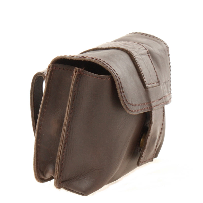 Leconi Gürteltasche Bauchtasche Hüfttasche Damen Herren Rindsleder dunkelbraun LE9005 Weihnachtsangebot