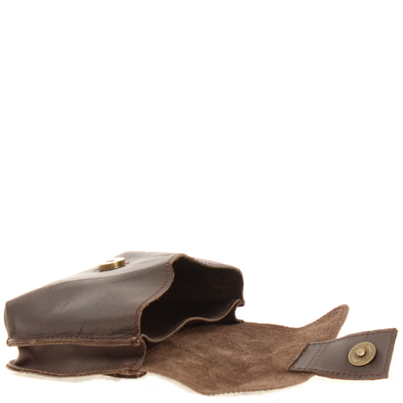 Leconi Gürteltasche Bauchtasche Hüfttasche Damen Herren Rindsleder dunkelbraun LE9005 Weihnachtsangebot