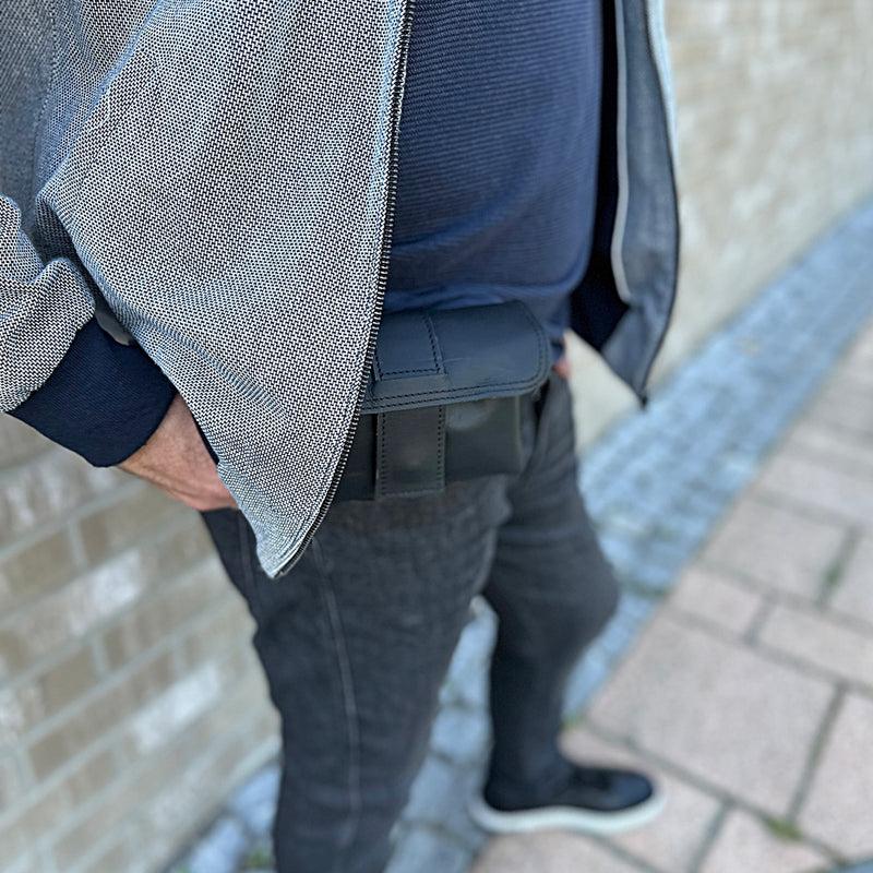 Leconi große Gürteltasche Bauchtasche Hüfttasche Damen Herren Rindsleder schwarz LE9030 Muttertagsangebot