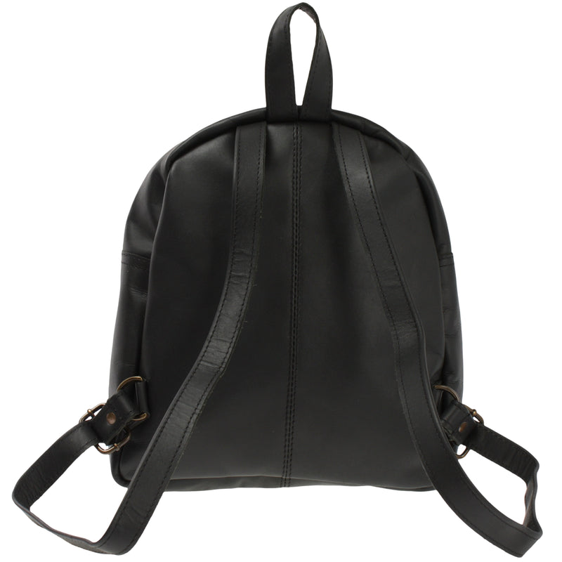 Leconi kleiner Rucksack Freizeitrucksack Lederrucksack Leder schwarz LE1011 Valentinstagsangebot