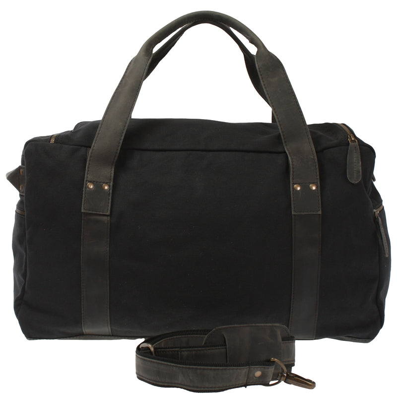 Leconi Weekender Sporttasche Reisetasche Damen Herren Leder Canvas schwarz LE2014 Jubiläumsangebot