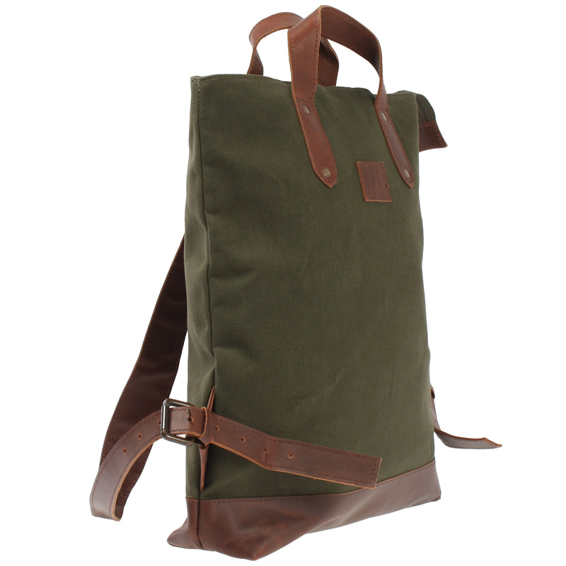 Leconi Freizeitrucksack Rucksack DIN A4 Canvas Leder grün LE1021 Lagerräumung