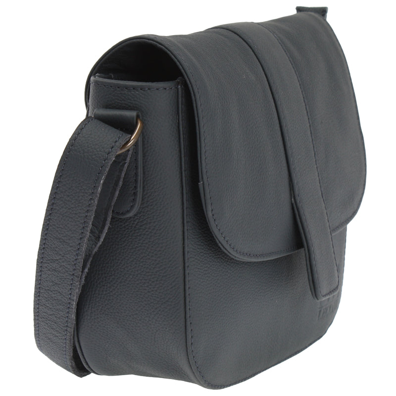 Leconi kleine Schultertasche Umhängetasche Damentasche Leder navy LE0074 Neueste Mode