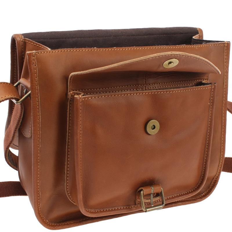 Leconi Umhängetasche Schultertasche Freizeittasche Büffelleder cognac LE3085 Exklusive Angebote