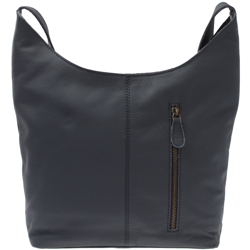 Leconi mittlere Umhängetasche Schultertasche Beuteltasche Damentasche Leder navy LE0072 Blitzangebot