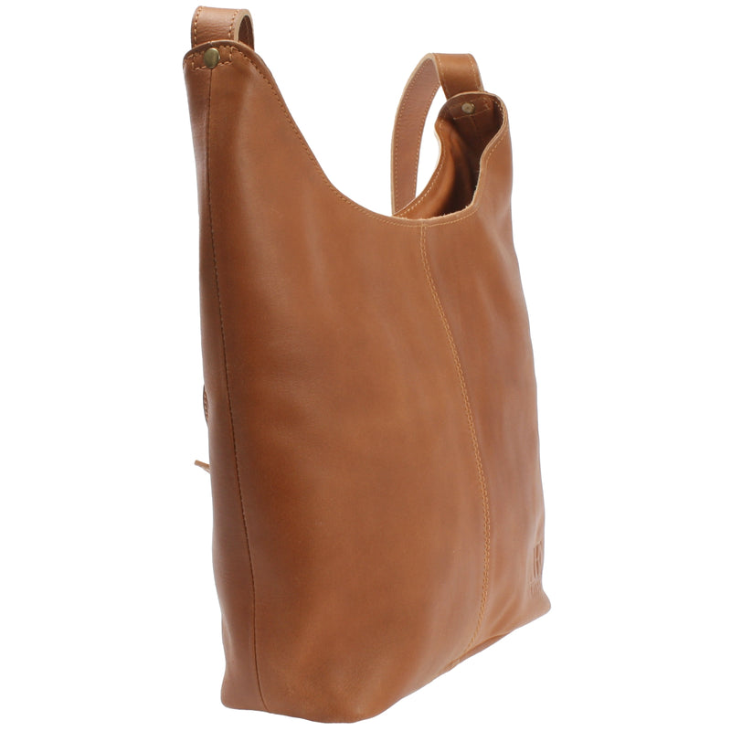 Leconi mittlere Umhängetasche Schultertasche Beuteltasche Damentasche Leder cognac LE0072 Neuheiten