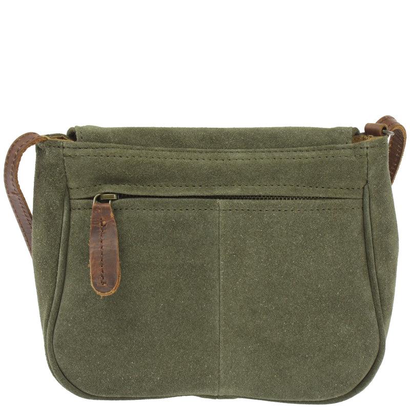 Leconi kleine Umhängetasche Ledertasche Damentasche Schultertasche Veloursleder grün LE3047 Bestseller