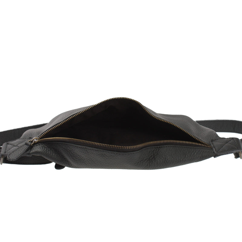 Leconi große Bauchtasche Umhängetasche Crossbody Ledertasche Leder schwarz LE3088 Saisonale Angebote