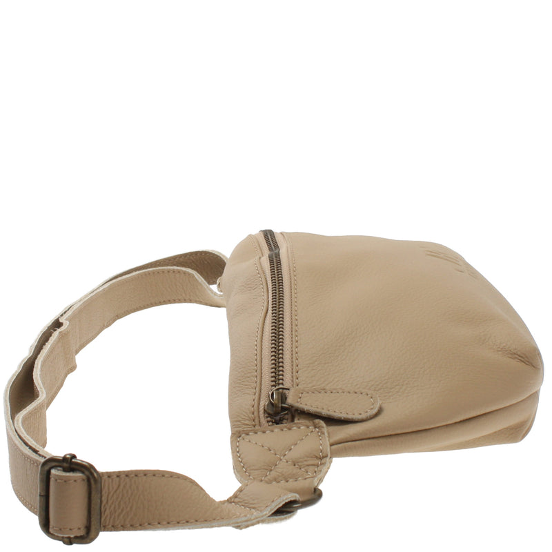 Leconi große Bauchtasche Umhängetasche Crossbody Ledertasche Leder sand LE3088 Kauf eins, bekomm eins gratis