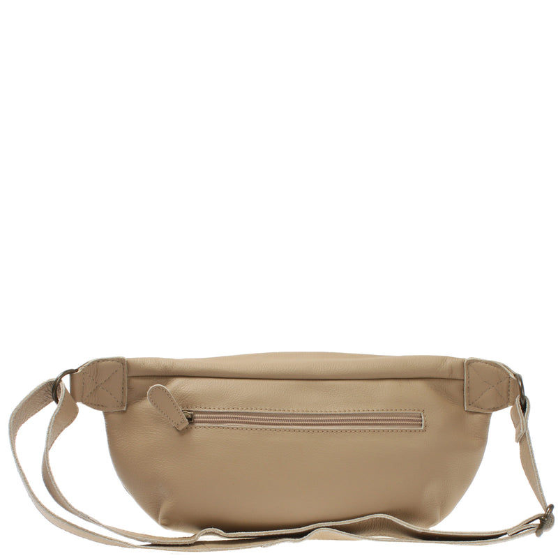 Leconi große Bauchtasche Umhängetasche Crossbody Ledertasche Leder sand LE3088 Kauf eins, bekomm eins gratis