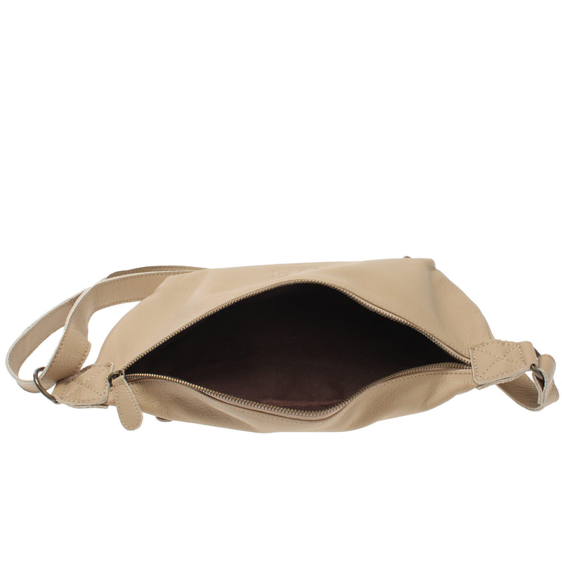 Leconi große Bauchtasche Umhängetasche Crossbody Ledertasche Leder sand LE3088 Kauf eins, bekomm eins gratis
