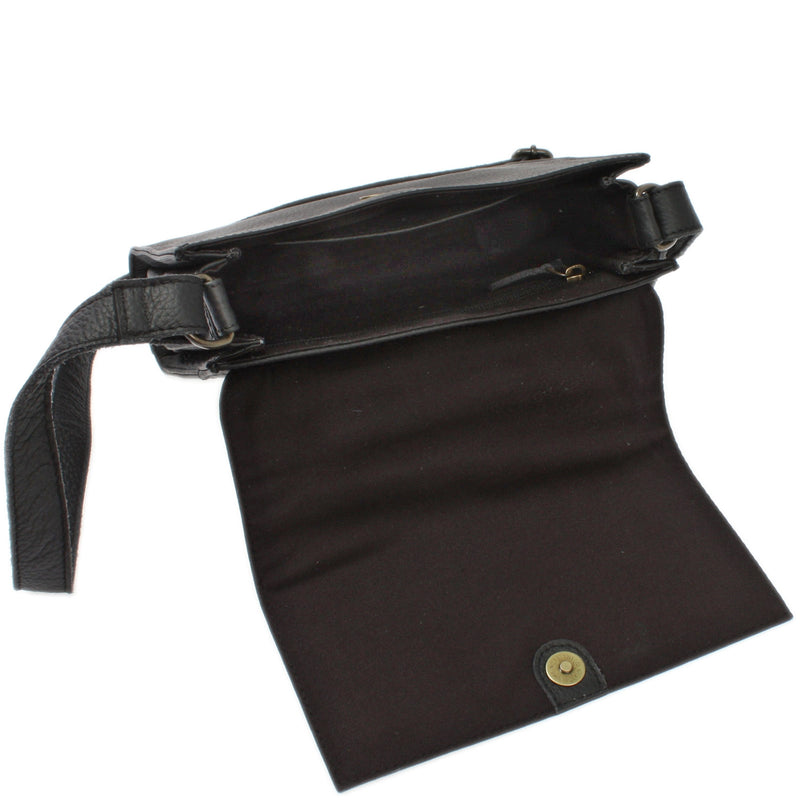 Leconi mittlere Schultertasche Umhängetasche Damentasche Leder schwarz LE3089 Tägliche Deals