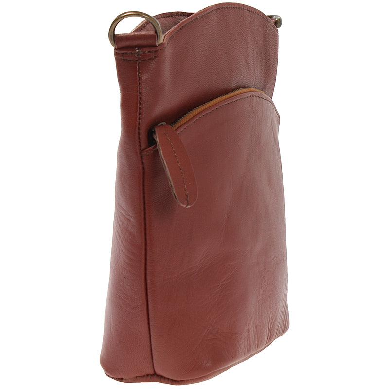 Leconi kleine Umhängetasche Schultertasche Freizeittasche Leder rotbraun LE3049 Riesige Ersparnisse