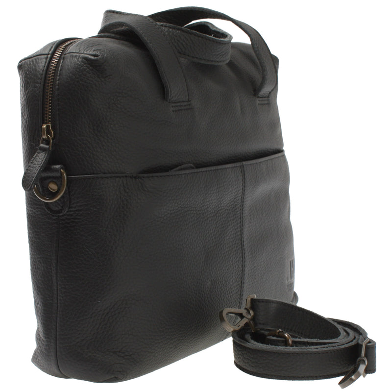 Leconi Schultertasche Henkeltasche Shopper DIN A4 Handtasche Damen Leder schwarz LE0059 Tiefpreis