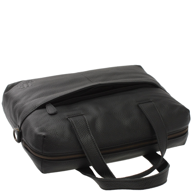 Leconi Schultertasche Henkeltasche Shopper DIN A4 Handtasche Damen Leder schwarz LE0059 Tiefpreis