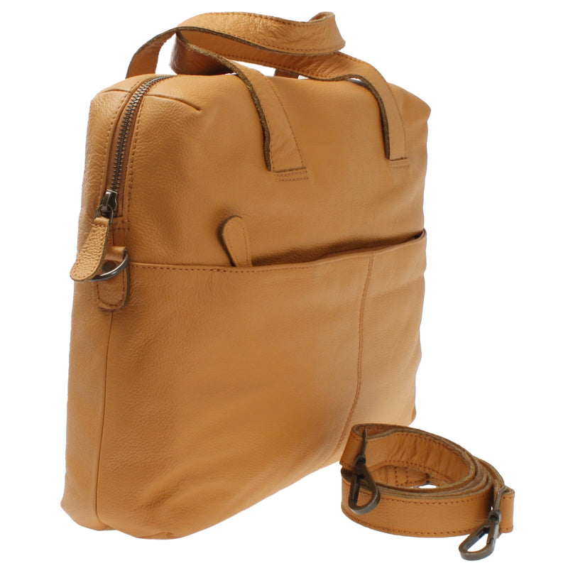 Leconi Schultertasche Henkeltasche Shopper DIN A4 Handtasche Damen Leder senf LE0059 Wochenangebot