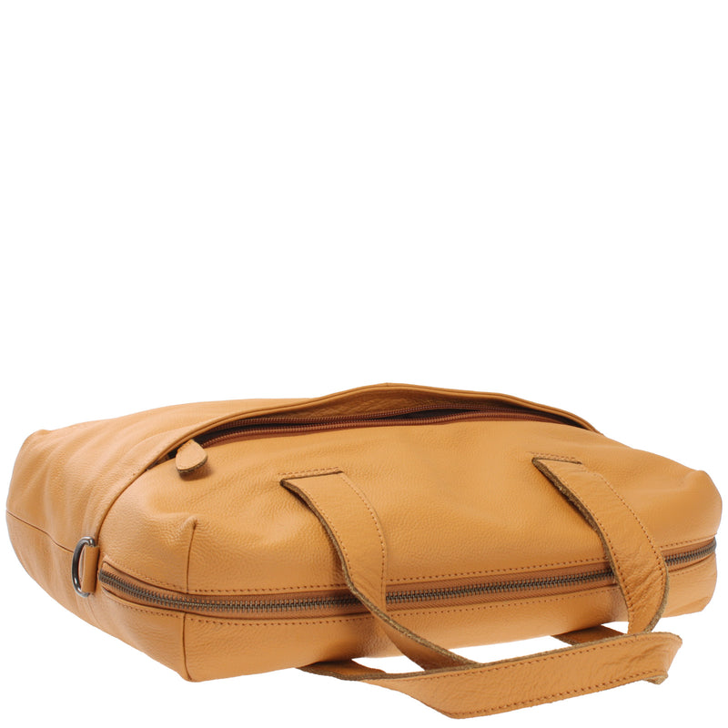 Leconi Schultertasche Henkeltasche Shopper DIN A4 Handtasche Damen Leder senf LE0059 Wochenangebot