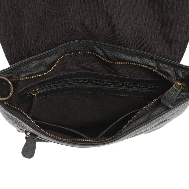 Leconi Umhängetasche Ledertasche Damen Schultertasche Leder schwarz LE3073 Kostenlose Rückgabe
