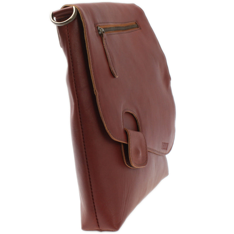 Leconi Umhängetasche Ledertasche Schultertasche Leder rotbraun LE3027 Letzte 3 Tage