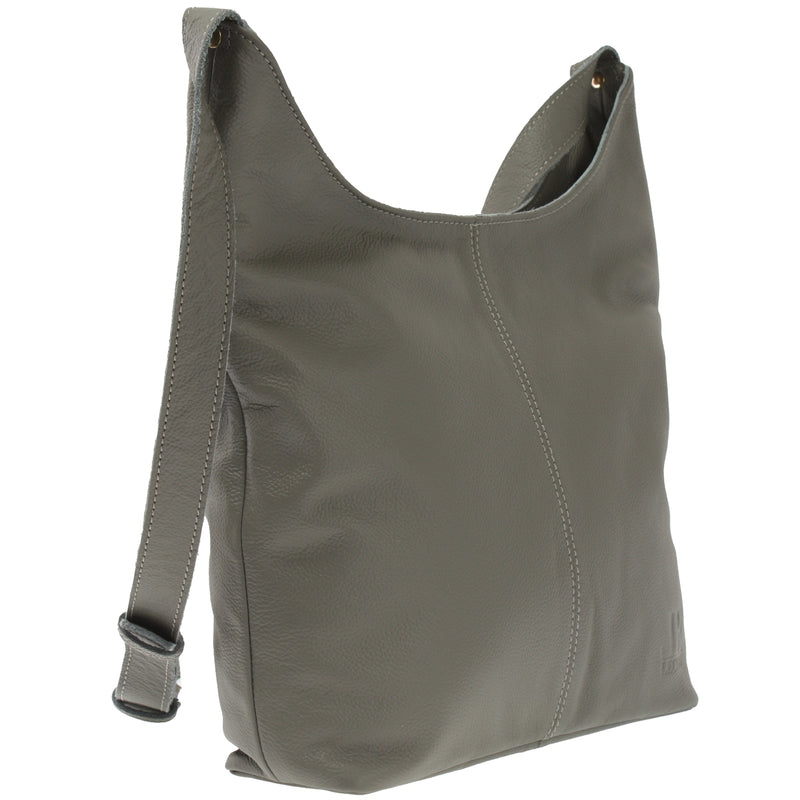 Leconi mittlere Umhängetasche Schultertasche Beuteltasche Damentasche Leder oliv LE0072 Letzter Tag