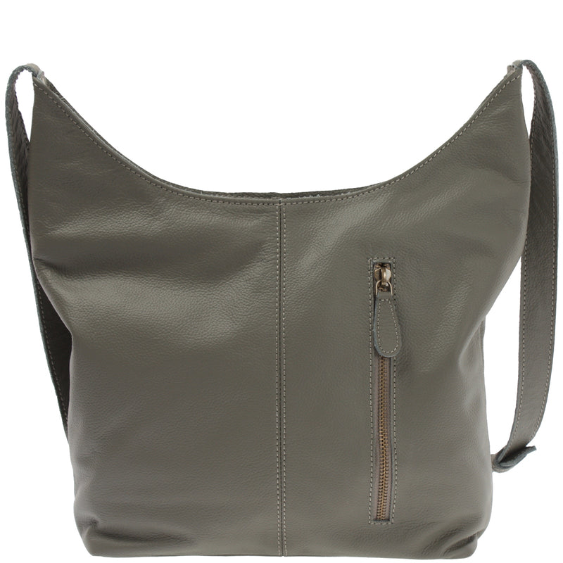 Leconi mittlere Umhängetasche Schultertasche Beuteltasche Damentasche Leder oliv LE0072 Letzter Tag