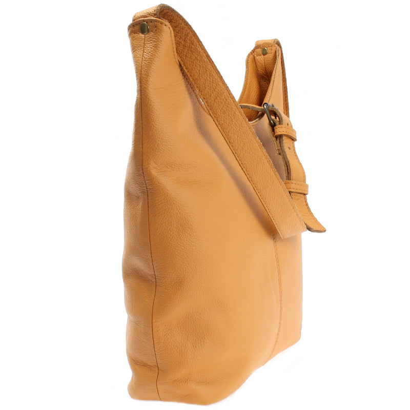 Leconi mittlere Umhängetasche Schultertasche Beuteltasche Damentasche Leder senf LE0072 Zeitbegrenzte Promotion