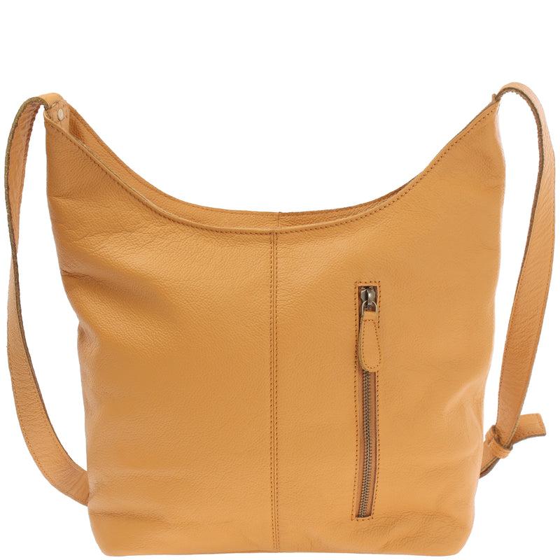 Leconi mittlere Umhängetasche Schultertasche Beuteltasche Damentasche Leder senf LE0072 Zeitbegrenzte Promotion