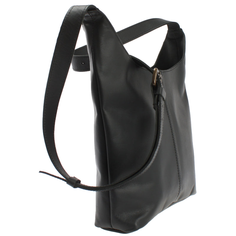 Leconi mittlere Umhängetasche Schultertasche Damentasche Leder schwarz LE0073 Nur für heute