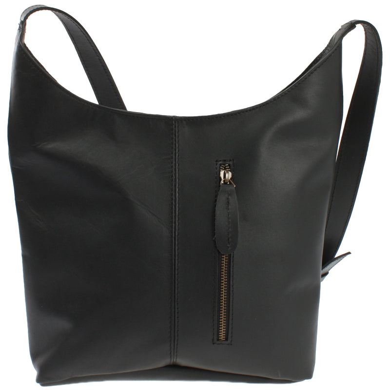 Leconi mittlere Umhängetasche Schultertasche Damentasche Leder schwarz LE0073 Nur für heute