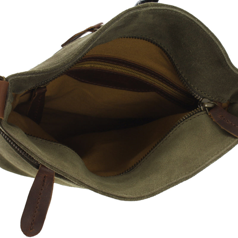 Leconi kleine Umhängetasche Schultertasche Freizeittasche Wildleder grün LE3049 Sonderangebot der Fabrik