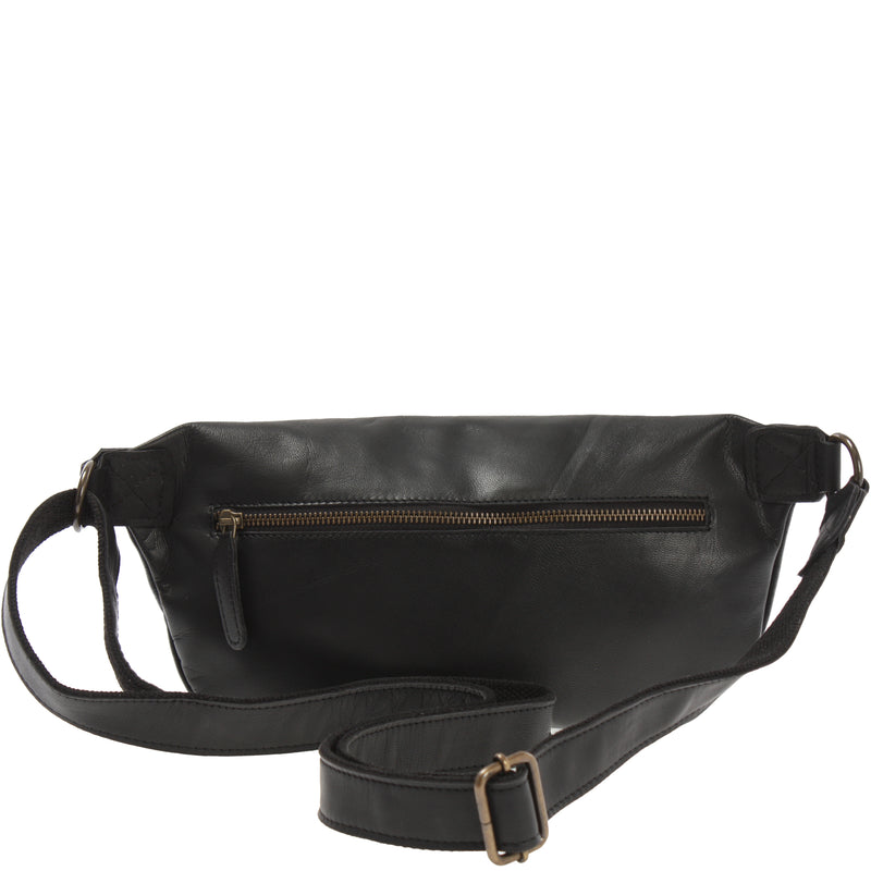 Leconi große Bauchtasche Umhängetasche Crossbody Ledertasche Leder schwarz LE3087 Vierteljährliche Förderung