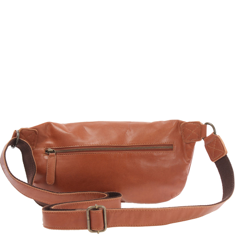 Leconi große Bauchtasche Umhängetasche Crossbody Ledertasche Leder cognac LE3087 Bis zu 55% Rabatt