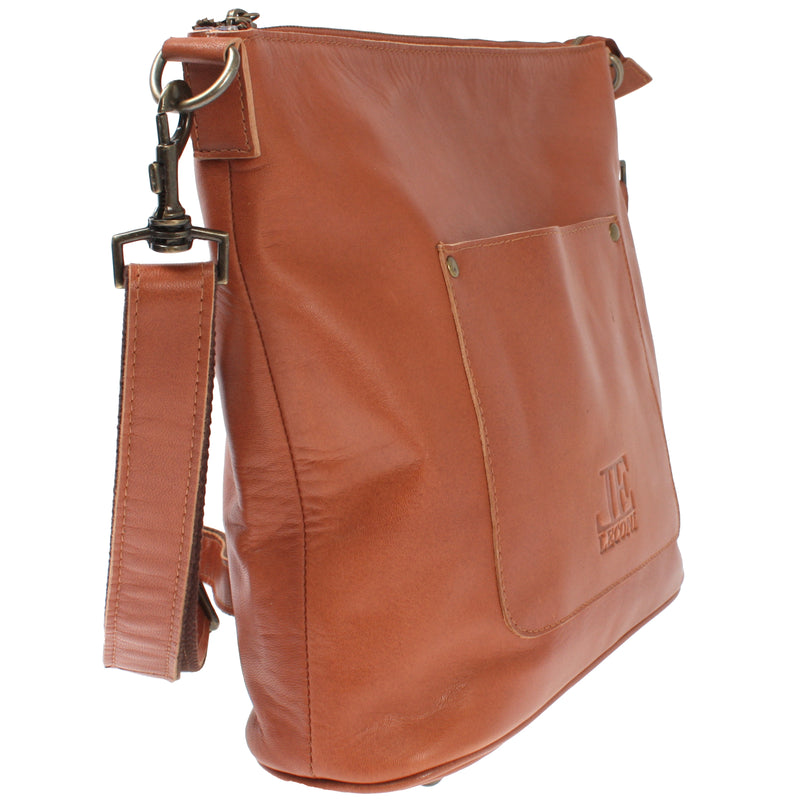 Leconi Umhängetasche Schultertasche Damentasche Ledertasche Leder cognac LE3067 Discount Store für neue Produkte