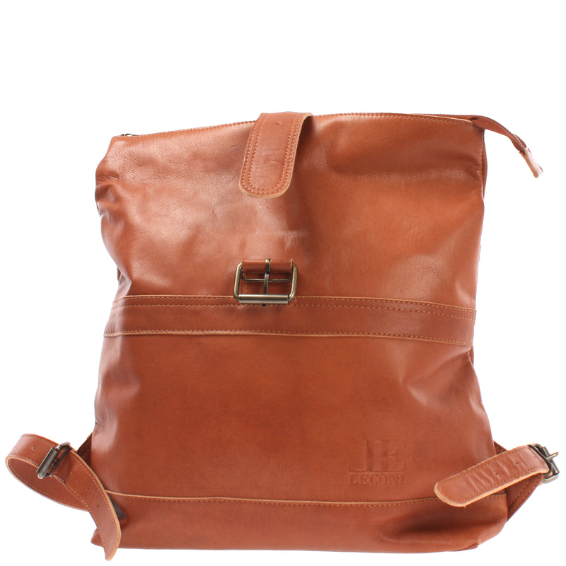Leconi kleiner Roll Top Cityrucksack Rucksack Leder cognac LE1027 Super Rabatt