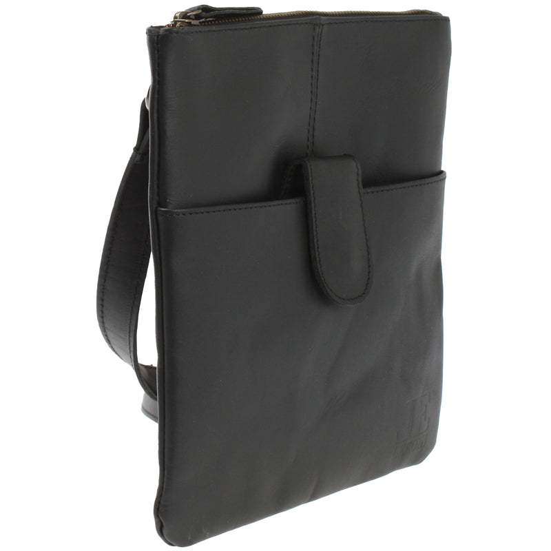 Leconi kleine Umhängetasche Damentasche Herrentasche Ledertasche schwarz LE3060 Riesige Rabatte